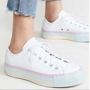 Chuck Taylor Converse Pastel Rainbow Platform Sneaker size 8